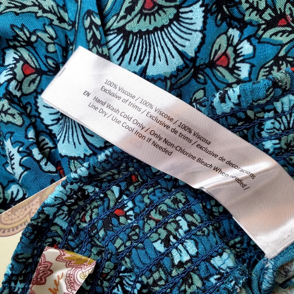 NWT Band of the Free Elise Teal Floral Wide Leg Boho Pants Sz L - Picture 5 of 9